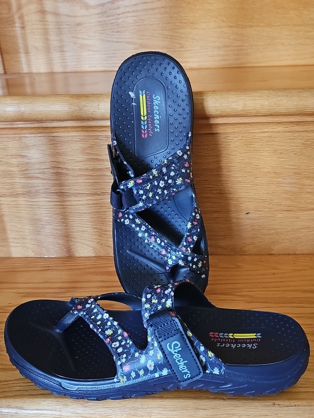 Skechers Navy Floral Adjustable Strap Sandals